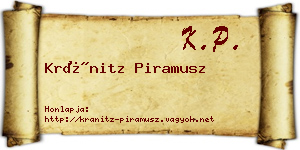 Kránitz Piramusz névjegykártya